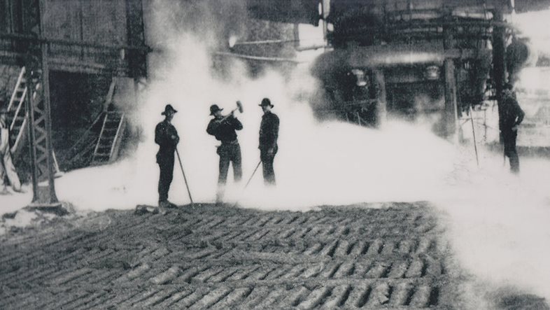 Workers at the Joliet Iron and Steel Company.