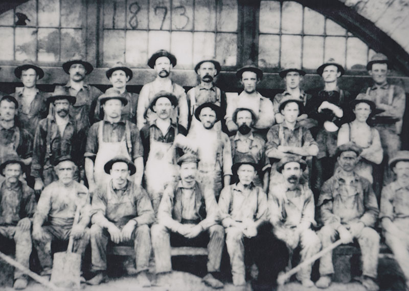 Workers at the Joliet Iron and Steel Company.