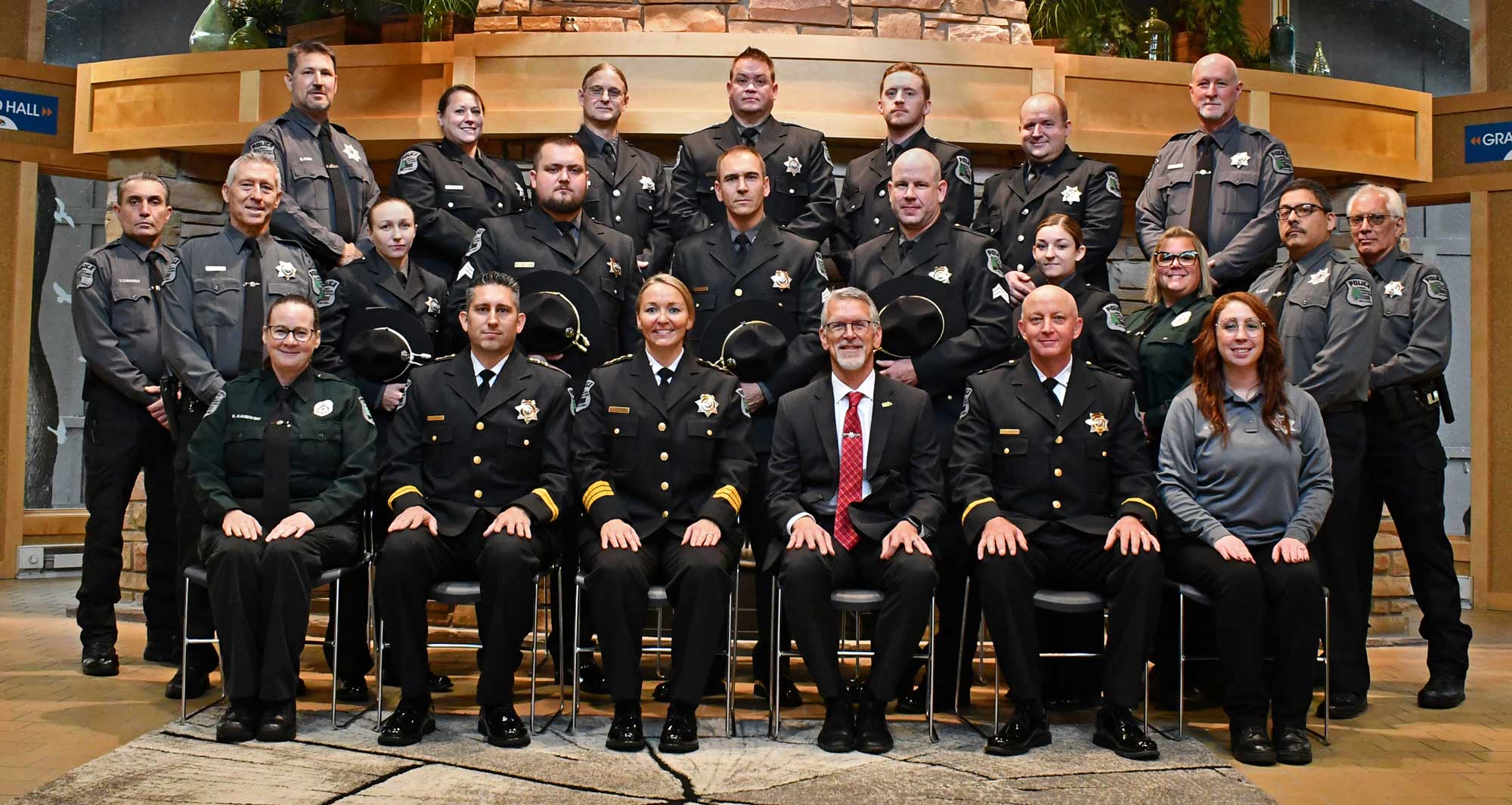 Police officers pose for a photo