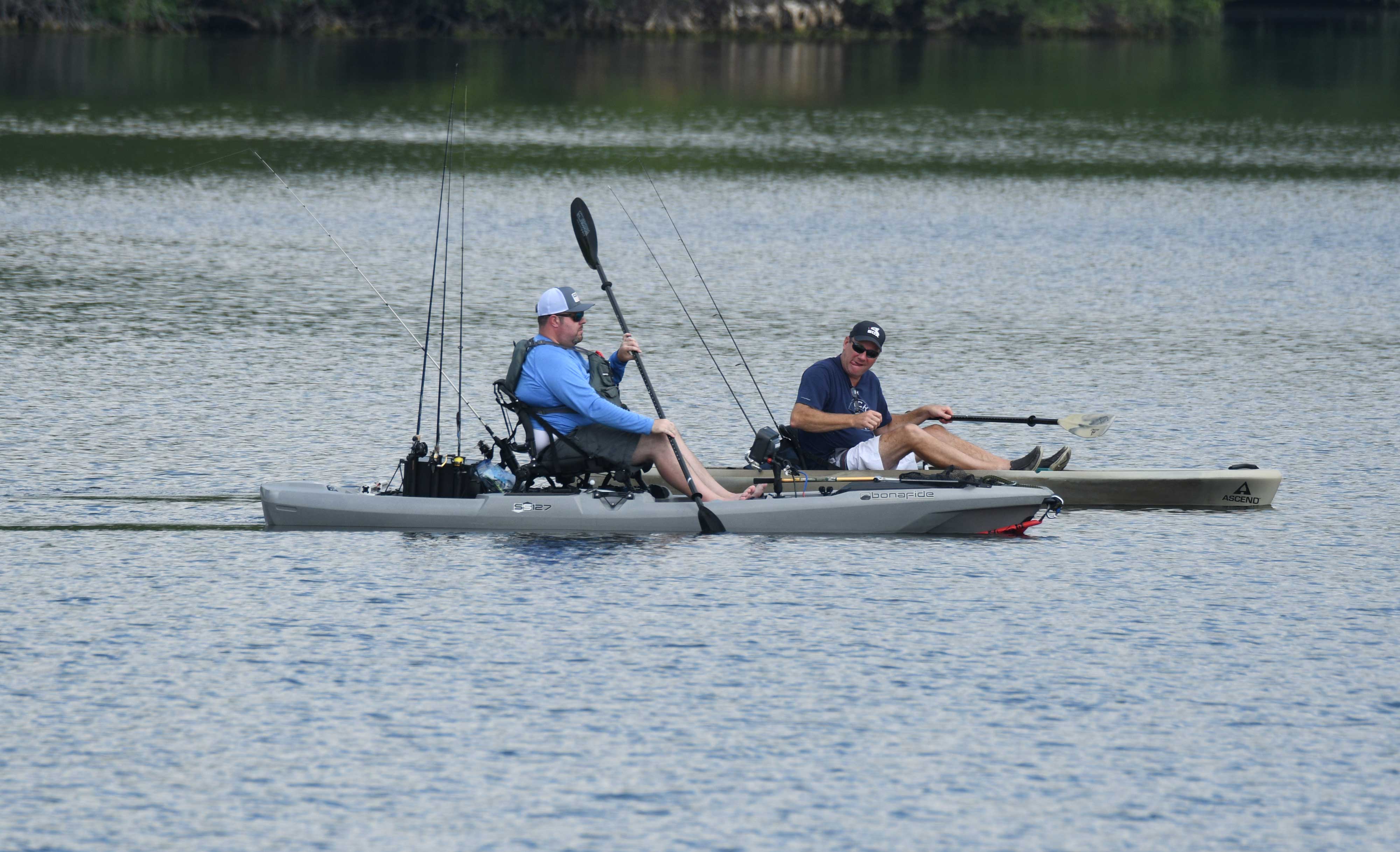 Two kayakers out on the water.