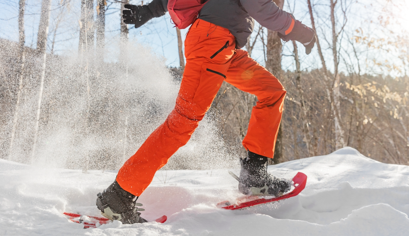 A person snowshoeing.