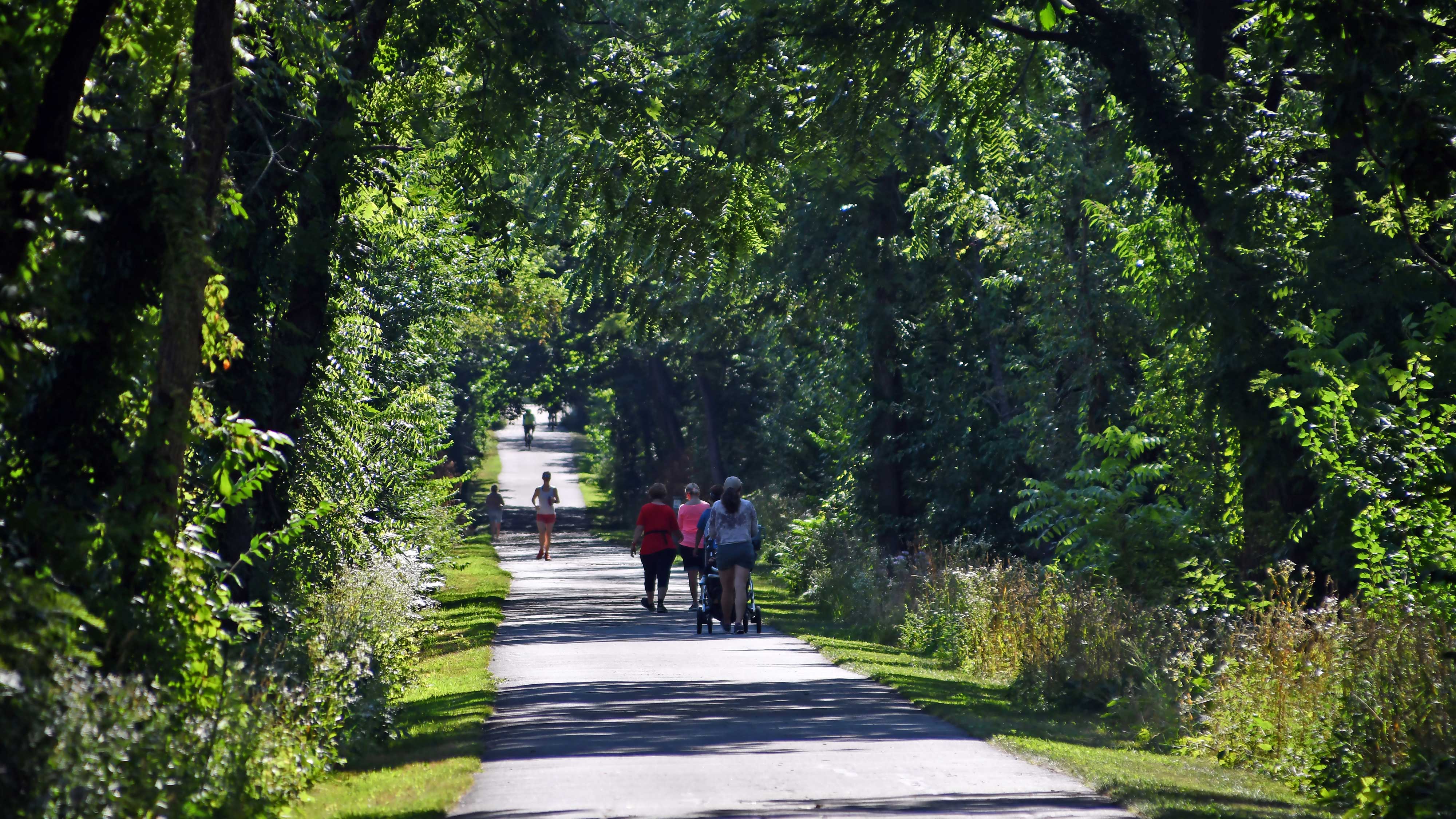 Trail users on the Old Plank Road Trail.