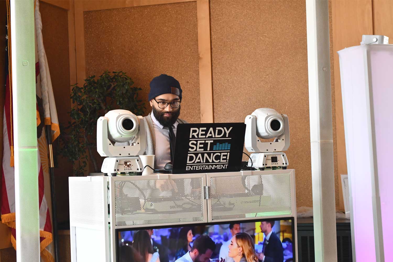 Wedding dj with entertainment set up.