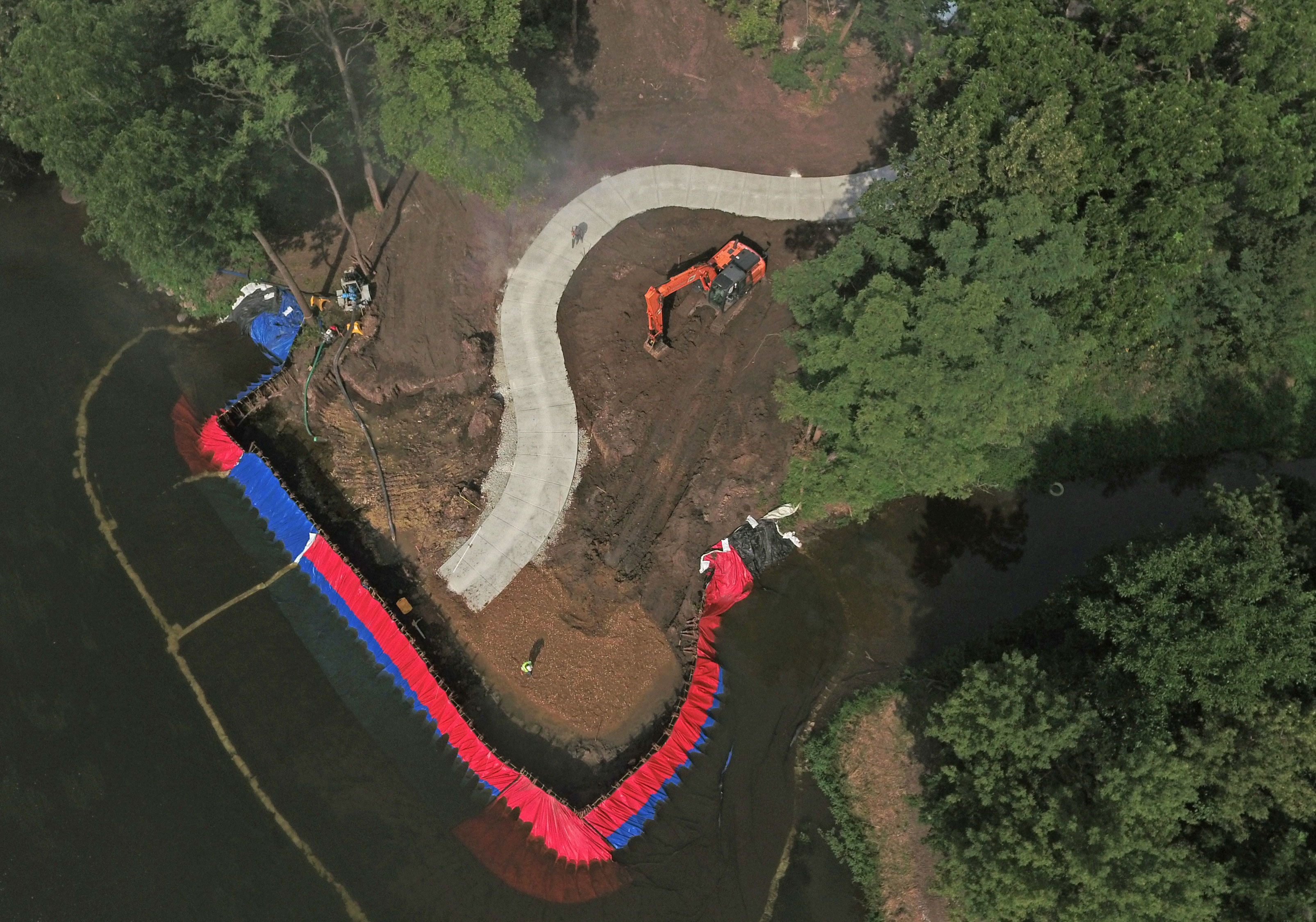 Aerial view of the Hammel Woods dam removal.