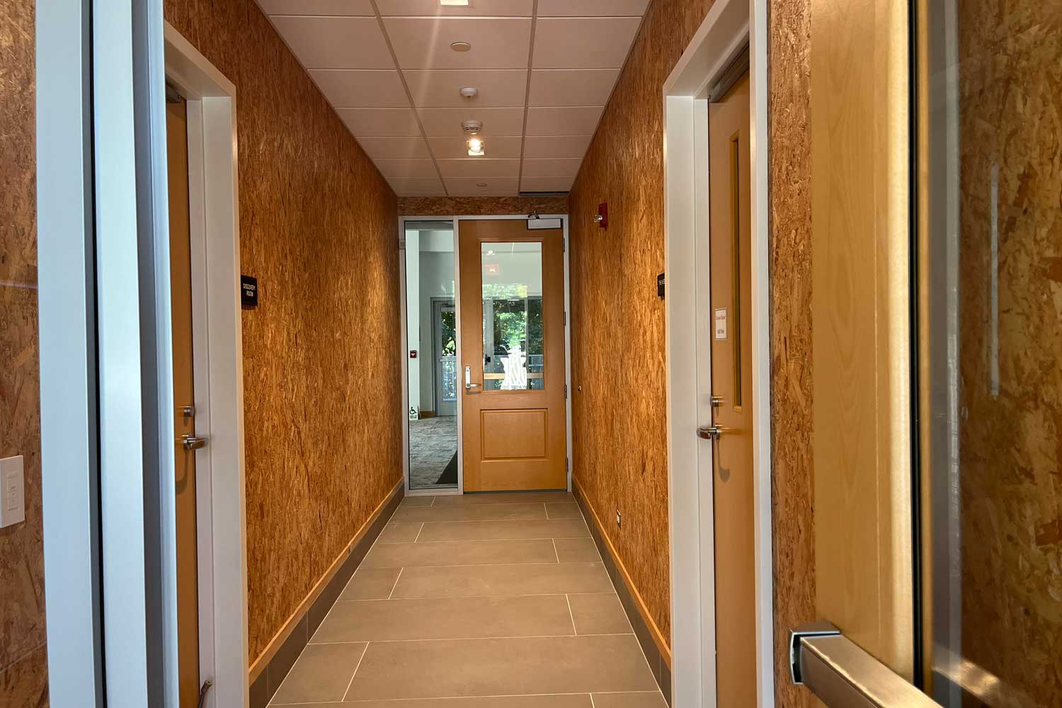 New hallway leading to other rooms at Hidden Oaks.