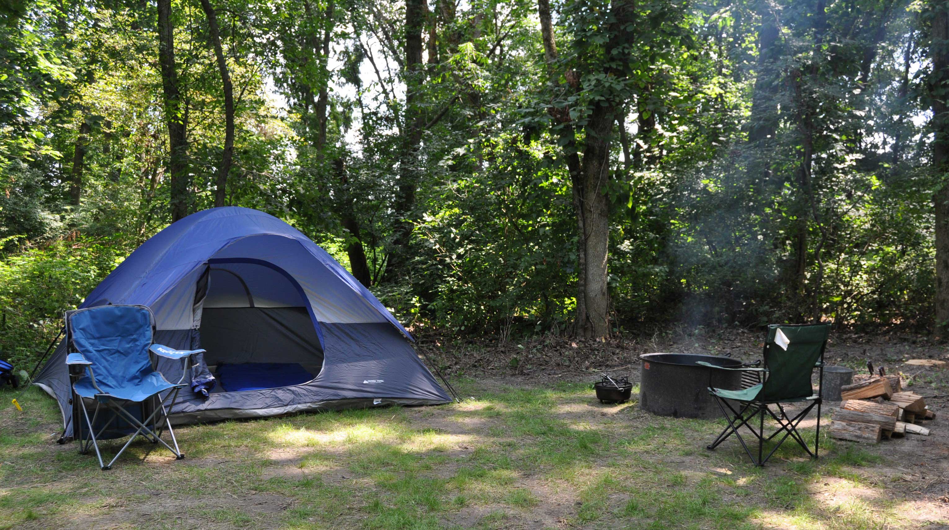 A campsite at Forked Creek Preserve.