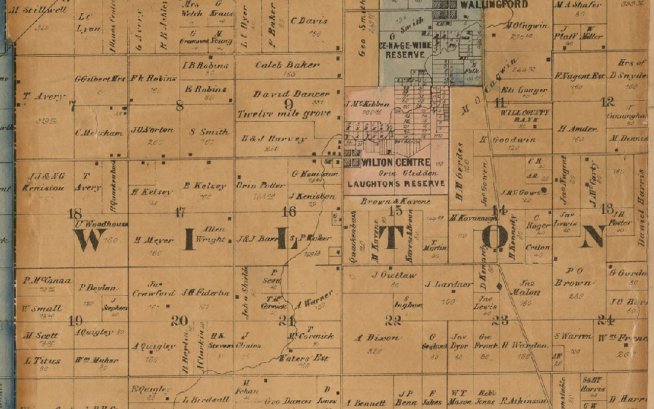 A map of Wilton Center.
