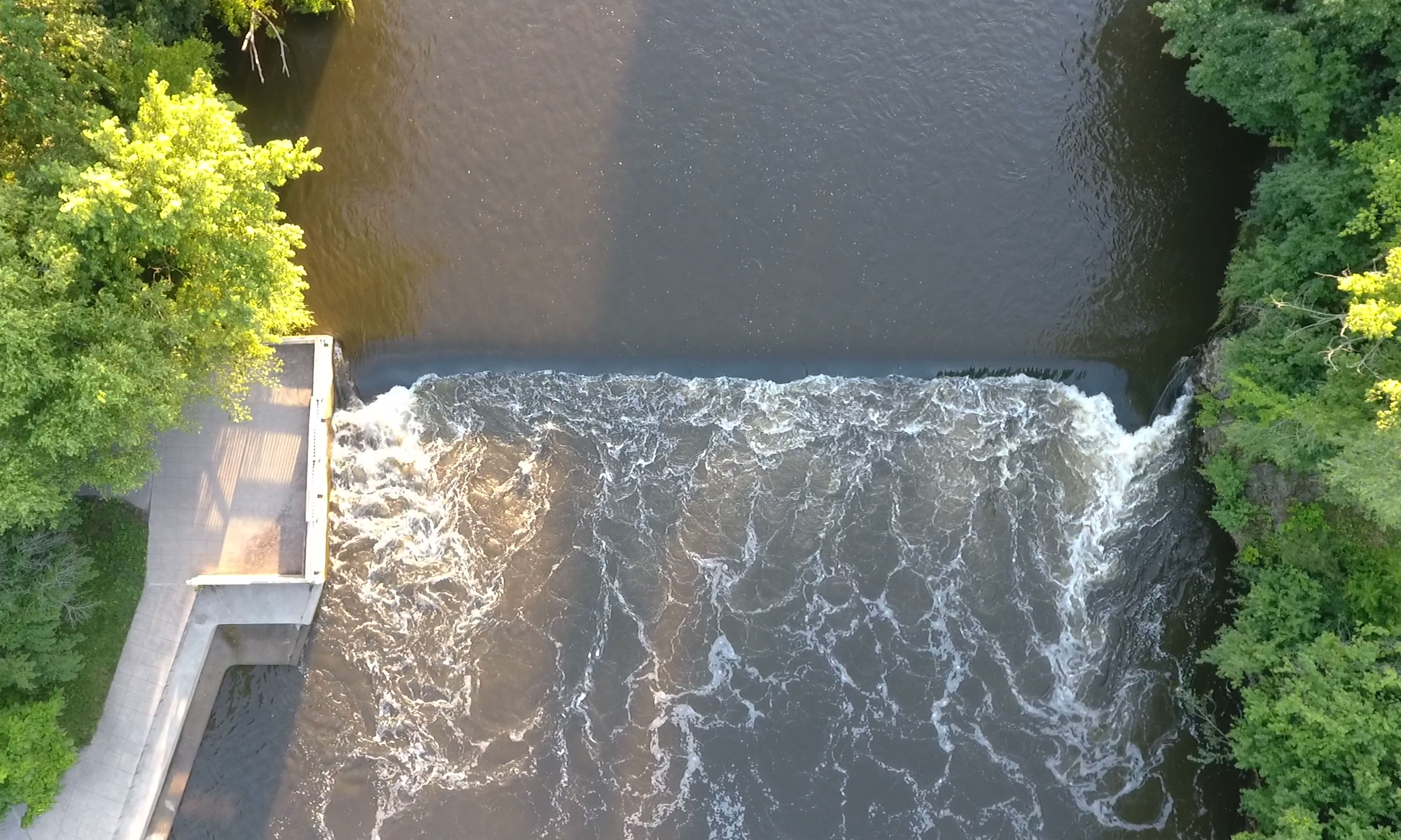 Aerial view of the Hammel Woods dam.