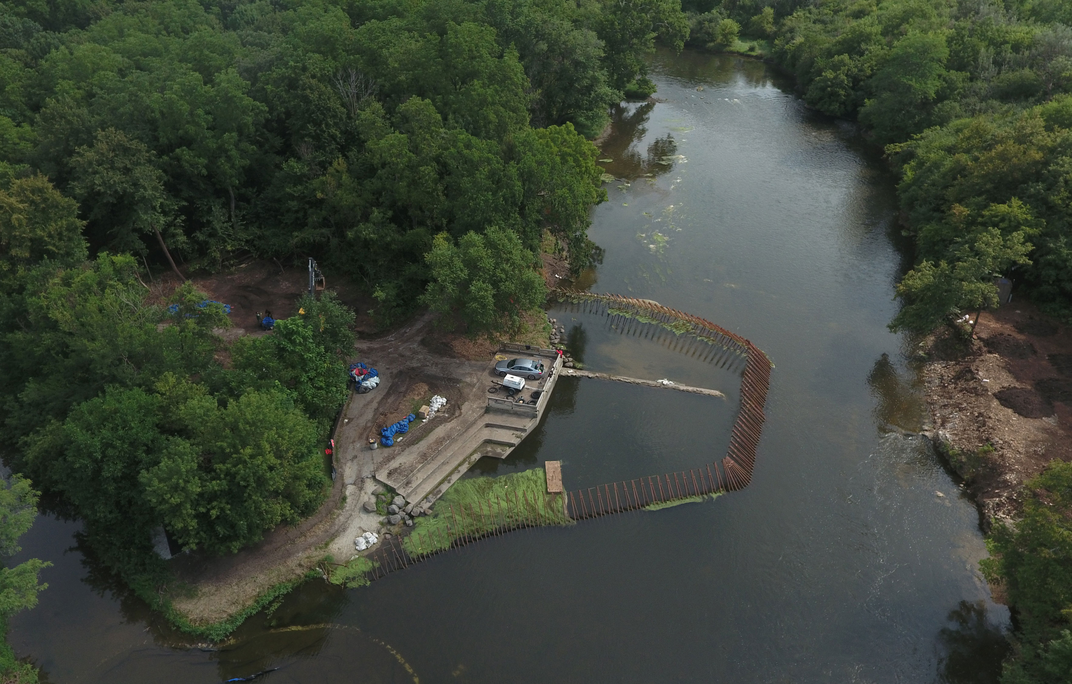 Aerial view of the Hammel Woods dam removal.