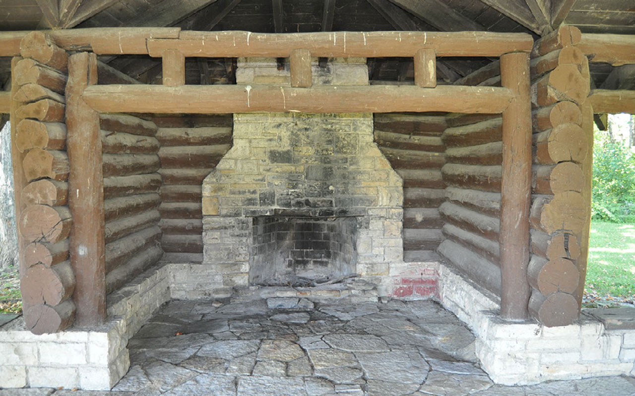 The inside of the preserve's historic picnic shelter.