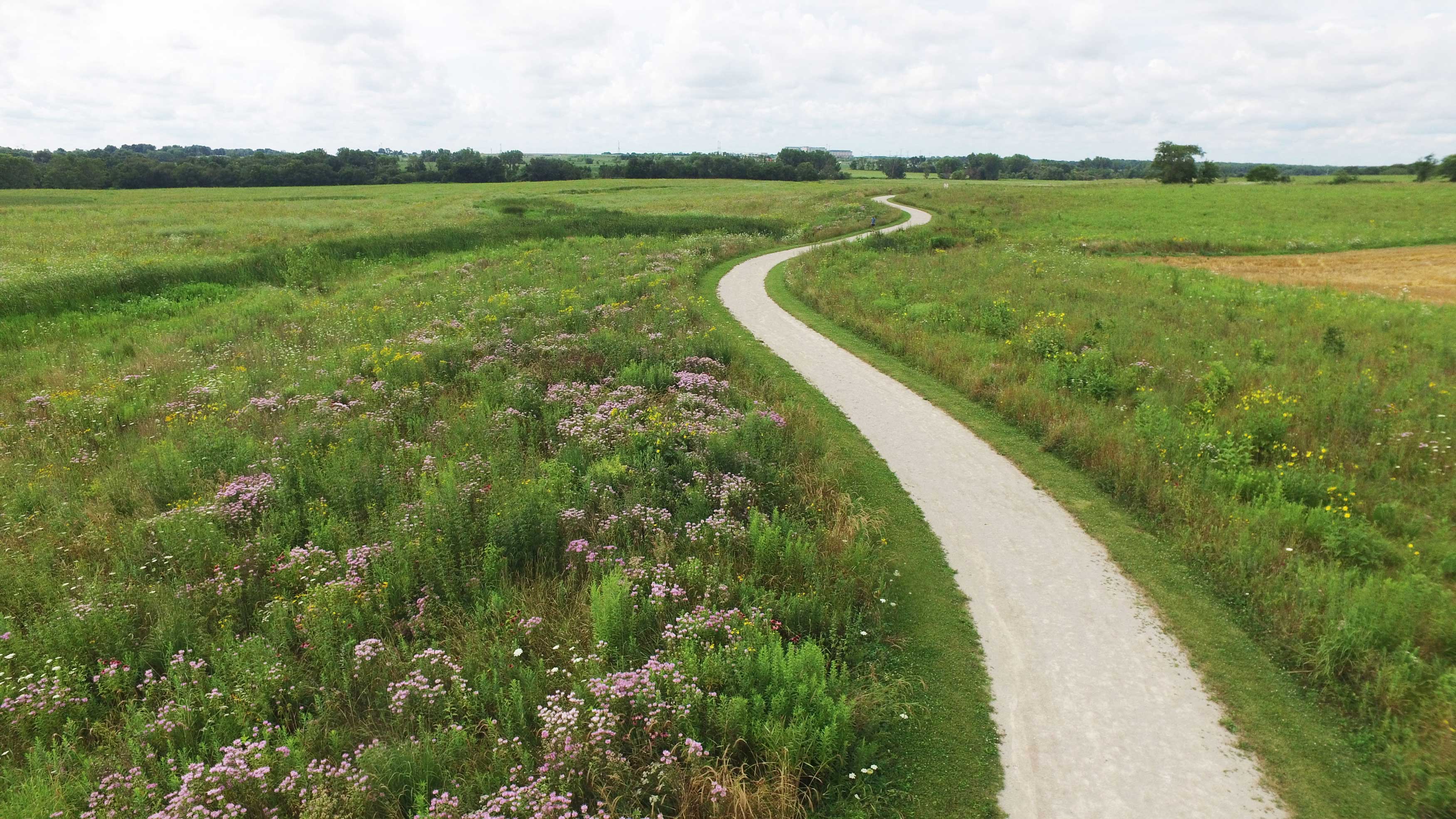 Aerial view of the Spring Creek Greenway Trail.