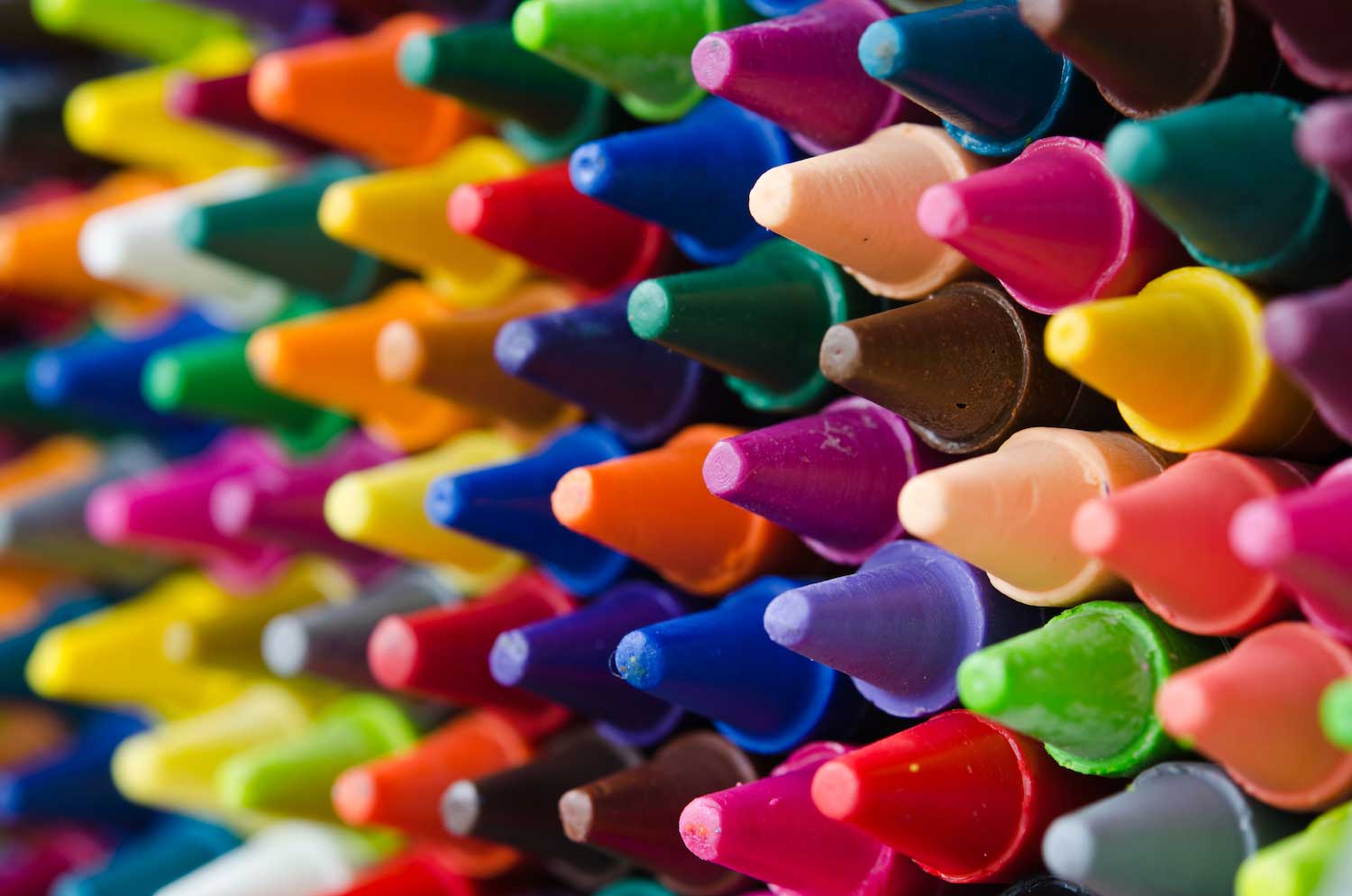 A stack of neatly organized crayons.